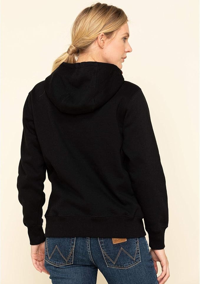 ARIAT WOMENS REBAR 1/2 ZIP HOODIE SKILL SET BLK SML