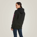 ARIAT WOMENS REBAR GRAPHIC HOODIE BLACK/PURPLE LG