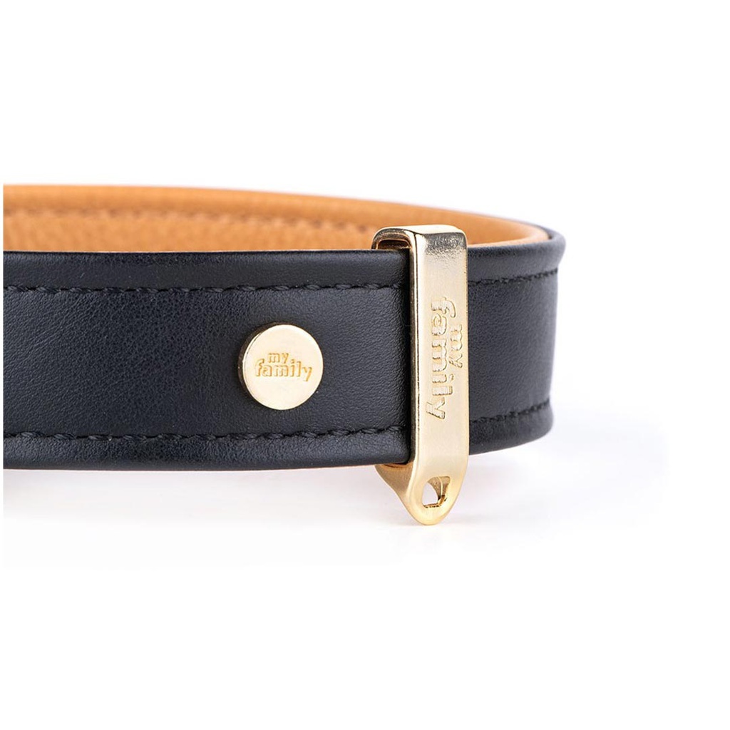 MY FAMILY HERMITAGE COLLAR LEATHER BLK &amp; OCHRE LRG 42-50CM-3