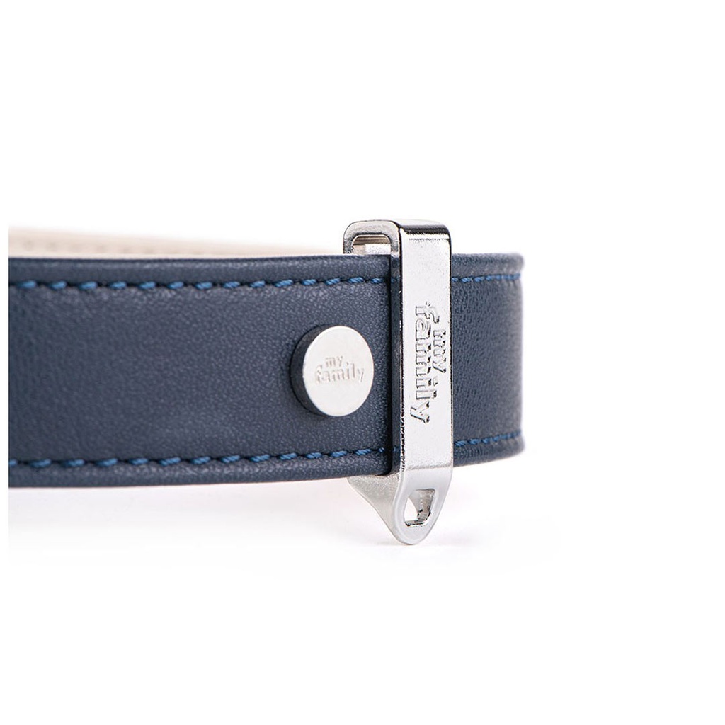 MY FAMILY HERMITAGE COLLAR LEATHER BLUE &amp; CREAM MED 35-41CM-3