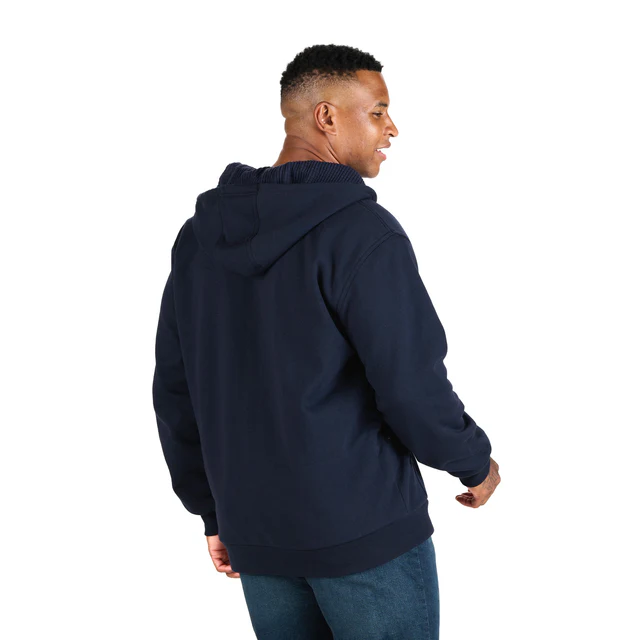 BERNE MENS GRID FLEECE-LINED FULL ZIP HOODED SWEATSHIRT NAVY (XL)