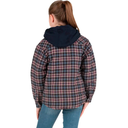 BERNE YOUTH FLANNEL QUILT-LINED HOODED SHIRT JACKET PLAID NAVY CHOCOLATE (XL)
