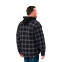 BERNE MENS QUILT-LINED HOODED SHIRT JACKET PLAID STEEL BLACK (M)