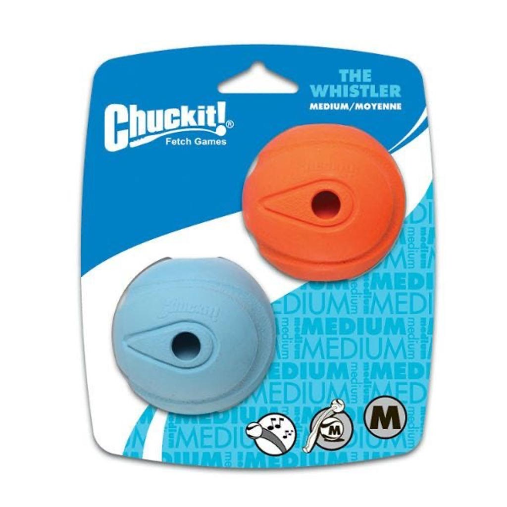 CHUCKIT WHISTLE BALL MED 2PK