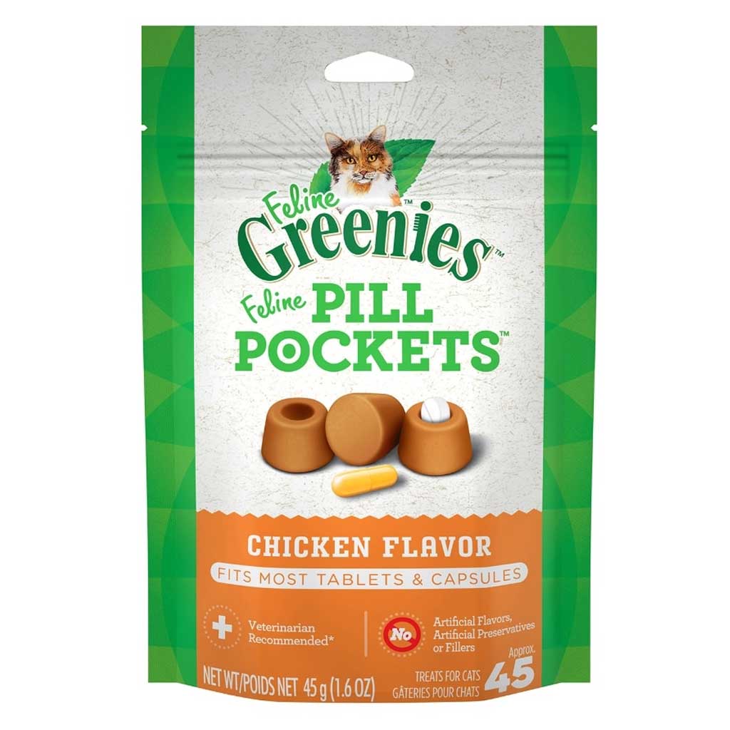 GREENIES FELINE PILL POCKETS CHICKEN 1.6OZ