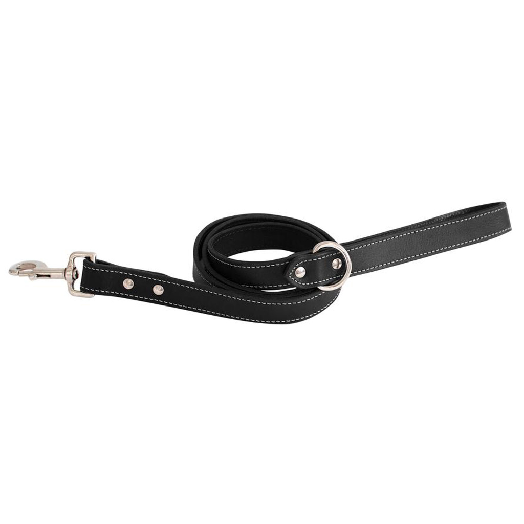 SHEDROW RICHMOND TOP STITCH LEATHER LEASH 5FT BLACK S