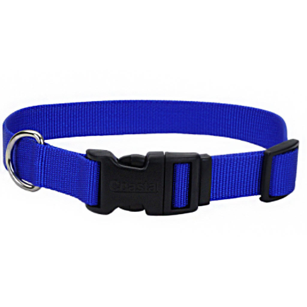 COASTAL ADJUSTABLE DOG COLLAR PLASTIC BUCKLE BLUE 5/8&quot;X10-14&quot;