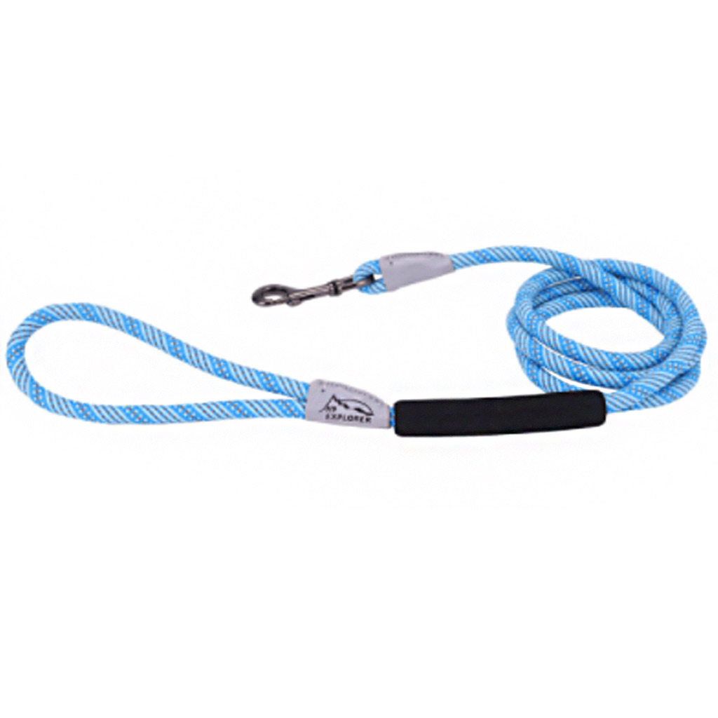 COASTAL K9 EXPLORER REFLECTIVE BRAIDED ROPE SNAP LEASH LAKE 1/2&quot;X6'