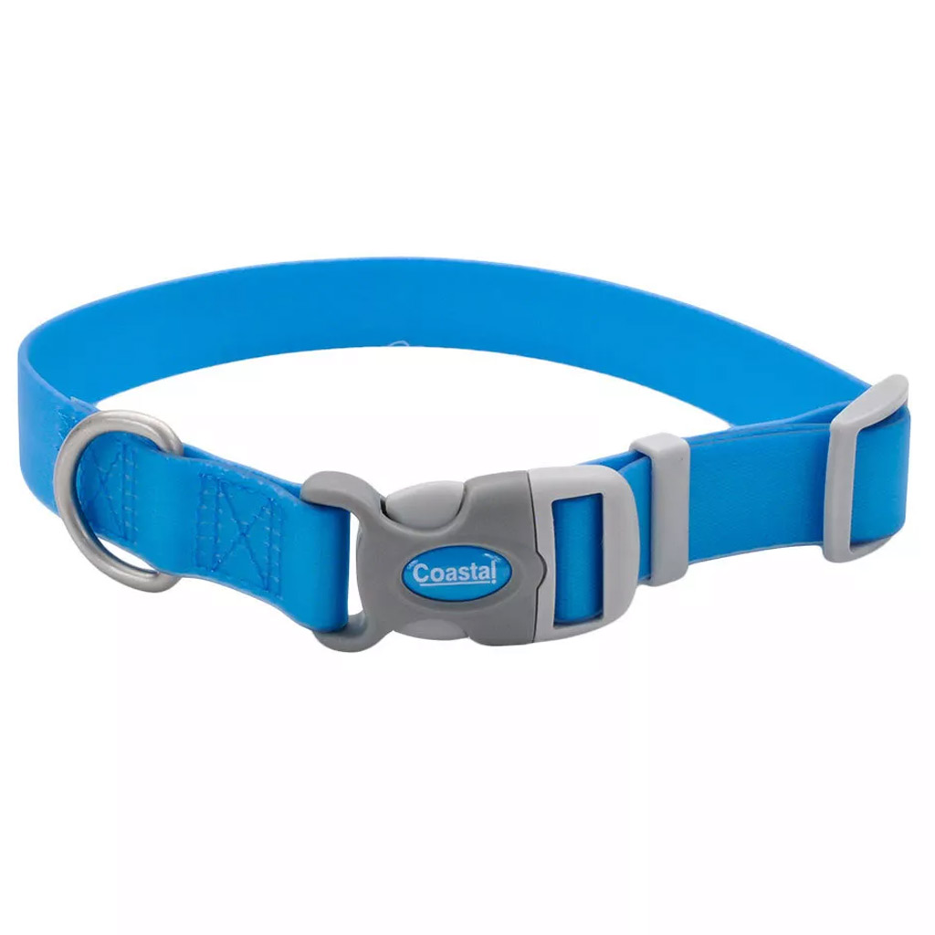 COASTAL PRO ADJ WATERPROOF COLLAR AQUA 3/4"X10-14"