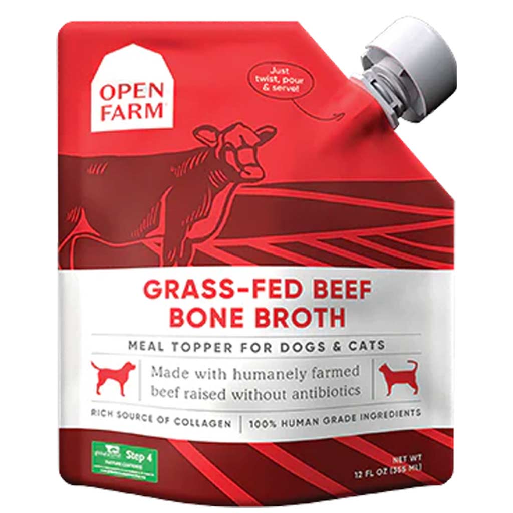 OPEN FARM GRASS-FED BEEF BONE BROTH FOR DOGS &amp; CATS 12OZ