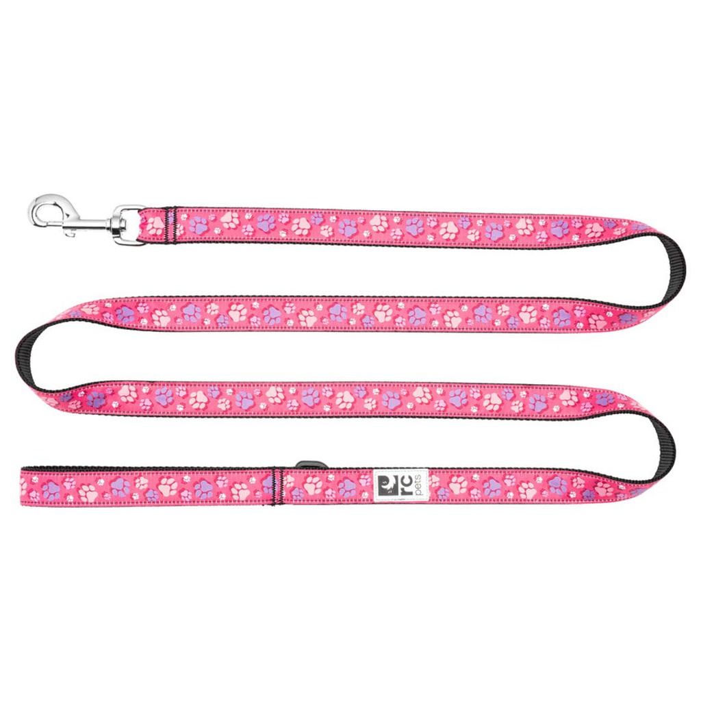 RC PETS LEASH FRESH TRACKS PINK 1&quot;X6'