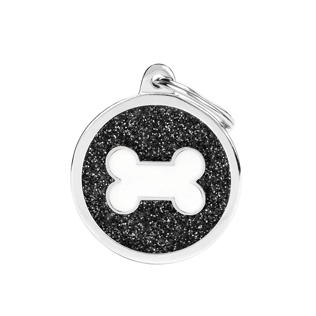 MY FAMILY GLITTER CIRCLE BONE BLACK