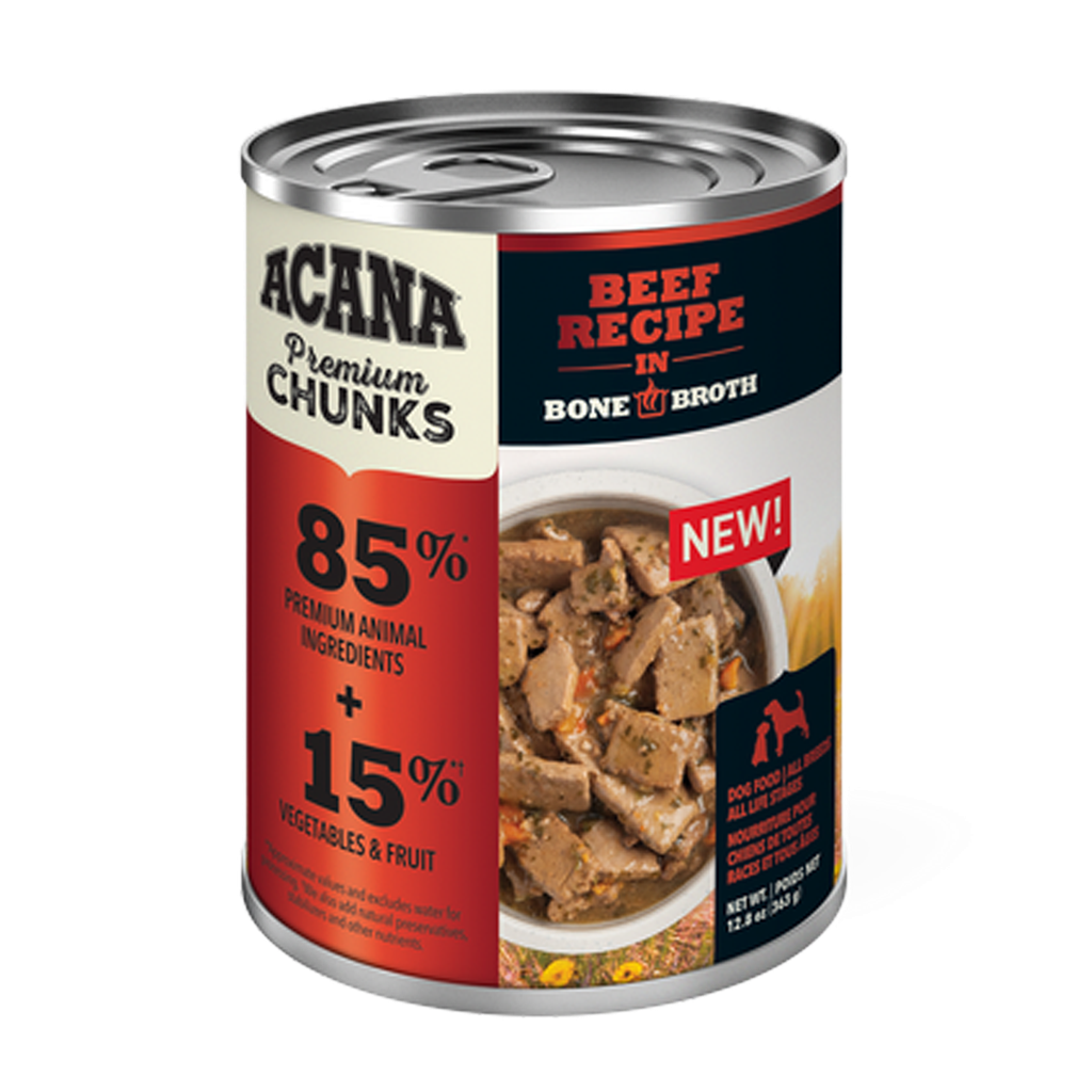 ACANA DOG CHUNKS BEEF RECIPE IN BONE BROTH 363g (12.8OZ)