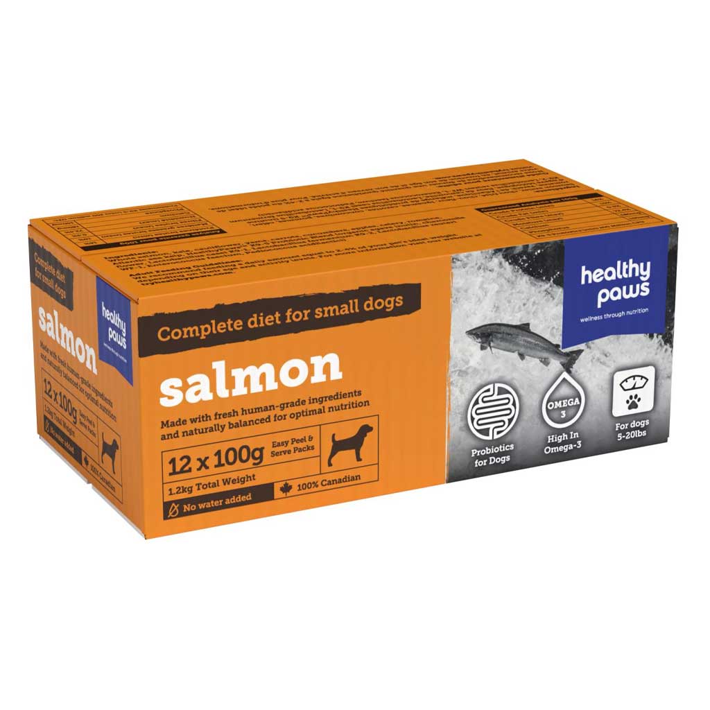 HEALTHY PAWS DOG COMPLETE SM DOG DINNER SALMON 12 X 100G