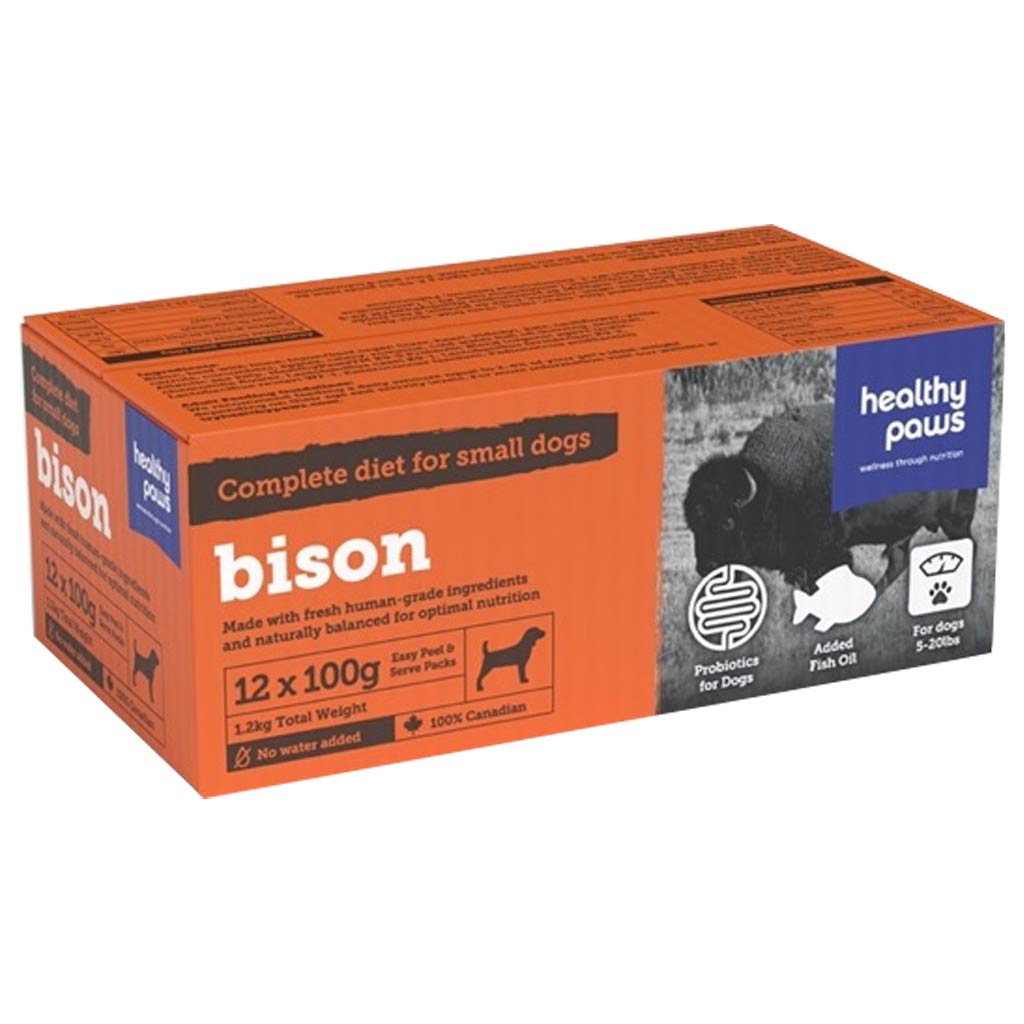 HEALTHY PAWS DOG COMPLETE SM DOG DINNER BISON 12 X 100G