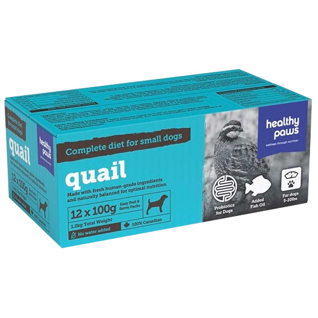 DMB - HEALTHY PAWS DOG COMPLETE SM DOG DINNER QUAIL 12 X 100G