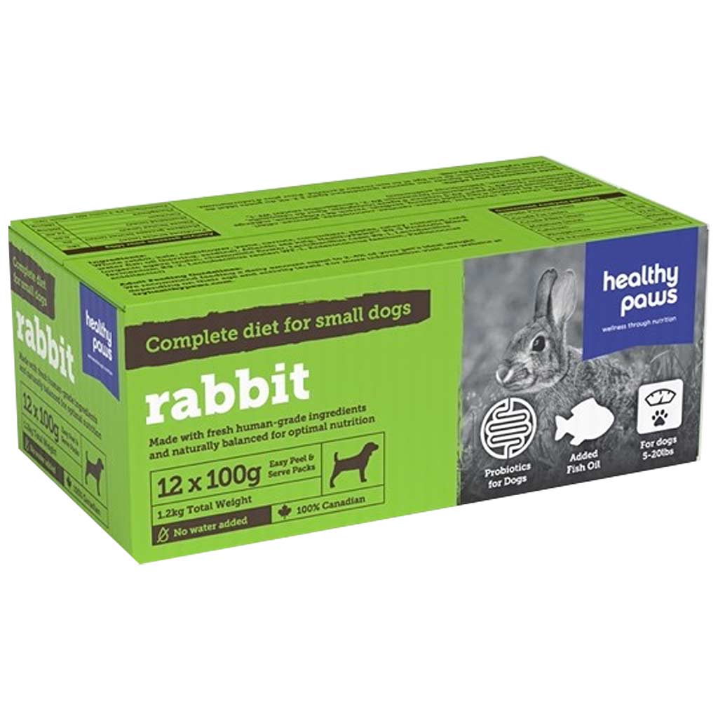 HEALTHY PAWS DOG COMPLETE SM DOG DINNER RABBIT 12 X 100G