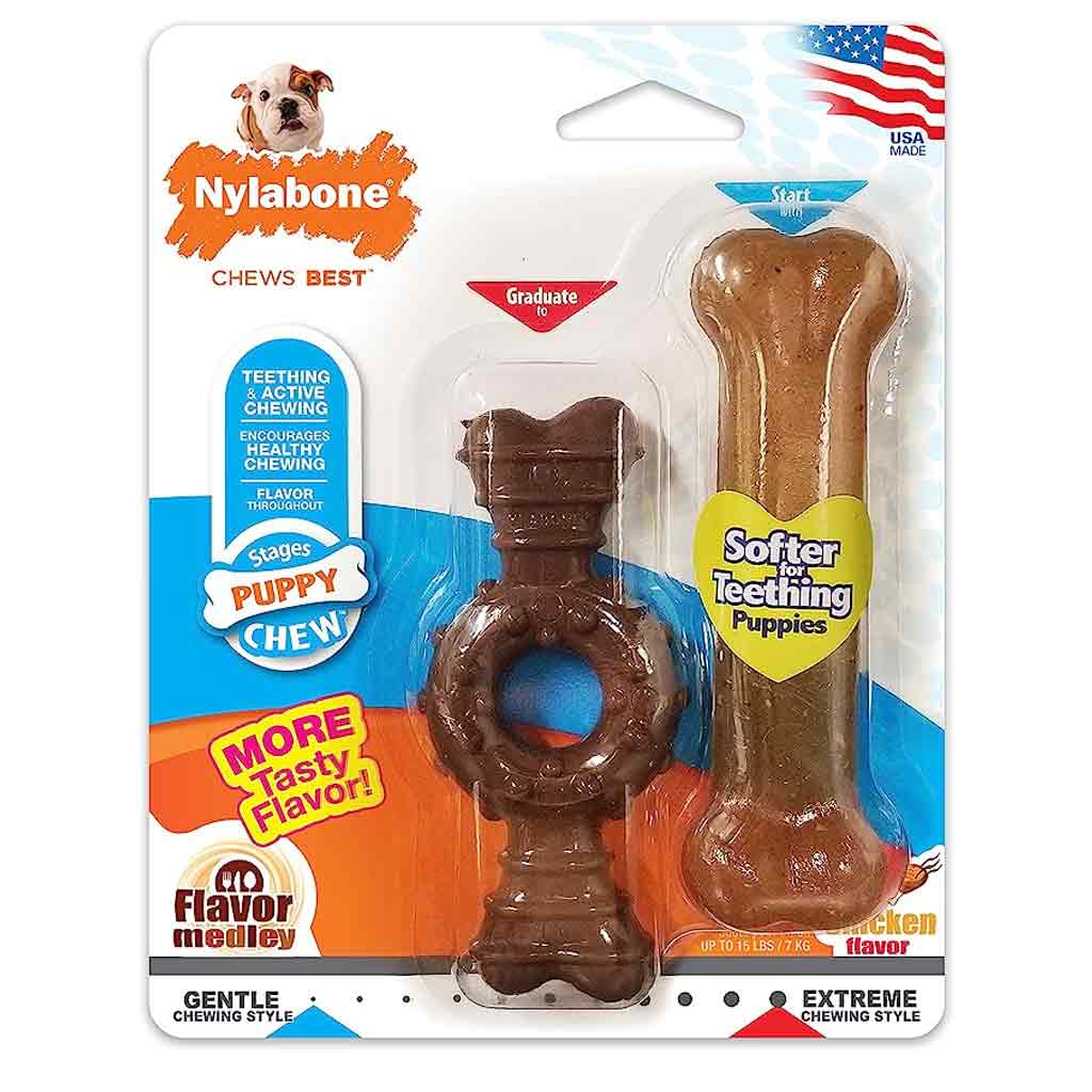 NYLABONE PUPPY CHEW RING BONE/PUPPY CHEW PETITE (2PK)