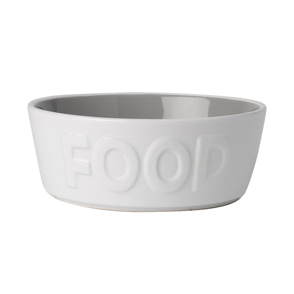 PETRAGEOUS BACK TO BASICS STONEWARE BOWL FOOD WHITE/GRAY 6"