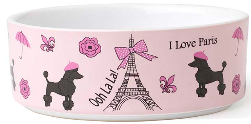 PETRAGEOUS I LOVE PARIS DOG BOWL PINK 5&quot;