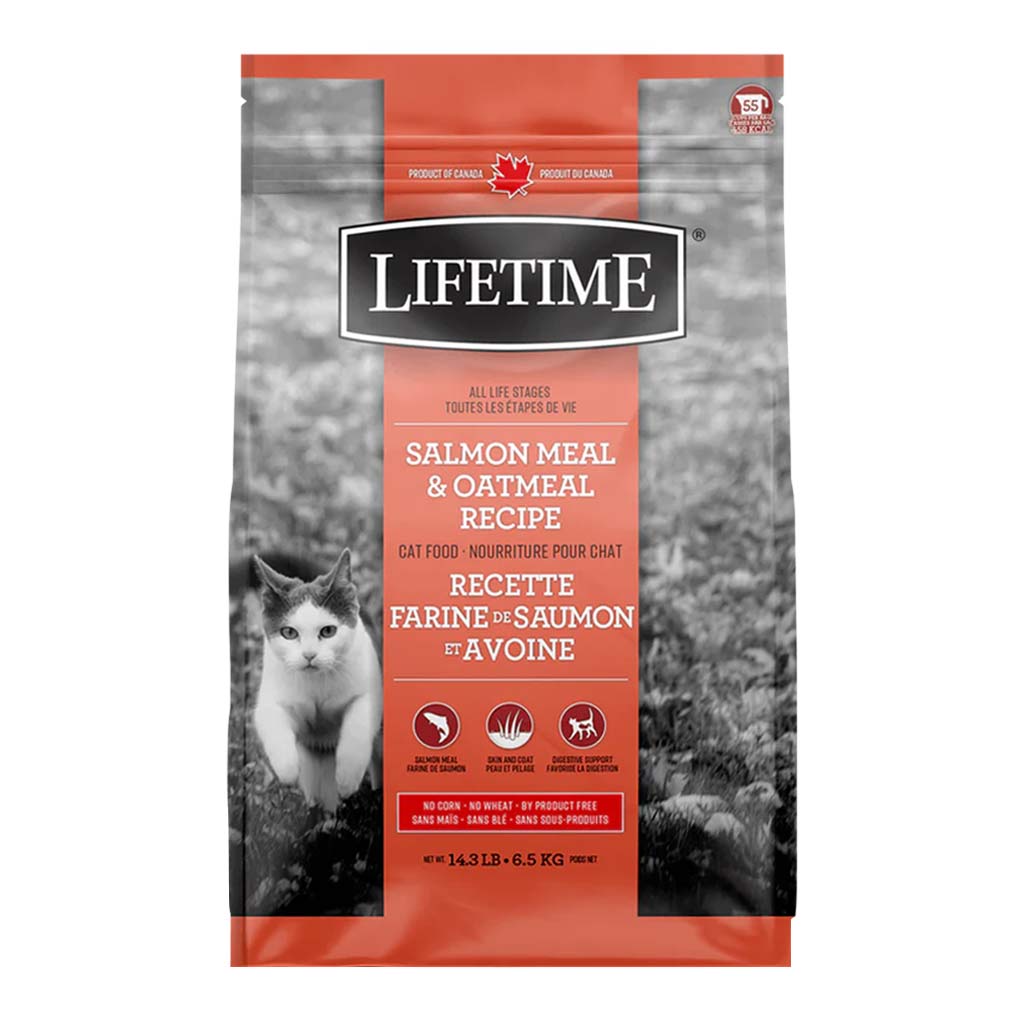 LIFETIME CAT ALL LIFE STAGES SALMON &amp; OATMEAL 14.3LB