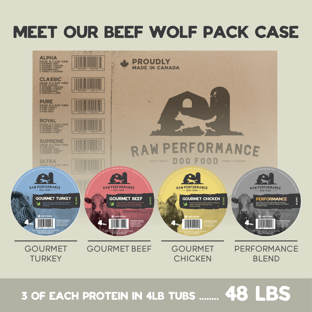 RAW PERFORMANCE VARIETY CASE BEEF WOLF PACK 48LB *BOXES 1&amp;2*