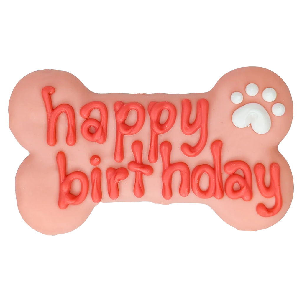 BOSCO AND ROXY'S PINK HAPPY BIRTHDAY BONE 6&quot;