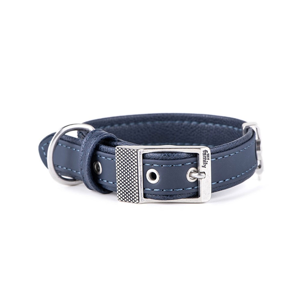 MY FAMILY BILBAO COLLAR FAUX LEATHER BLUE LRG 42-50CM