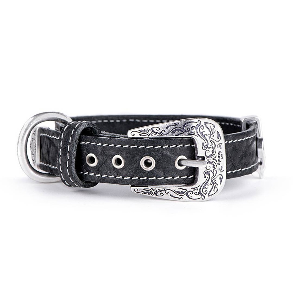 DMB - MY FAMILY EL PASO COLLAR LEATHER BLK MED 35-41CM