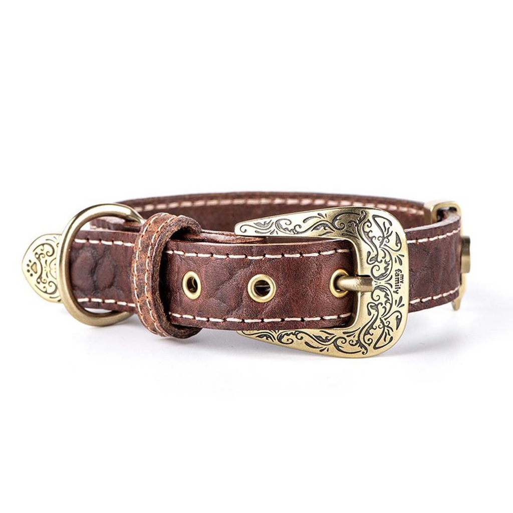 DMB - MY FAMILY EL PASO COLLAR LEATHER BRN SM 27-31CM