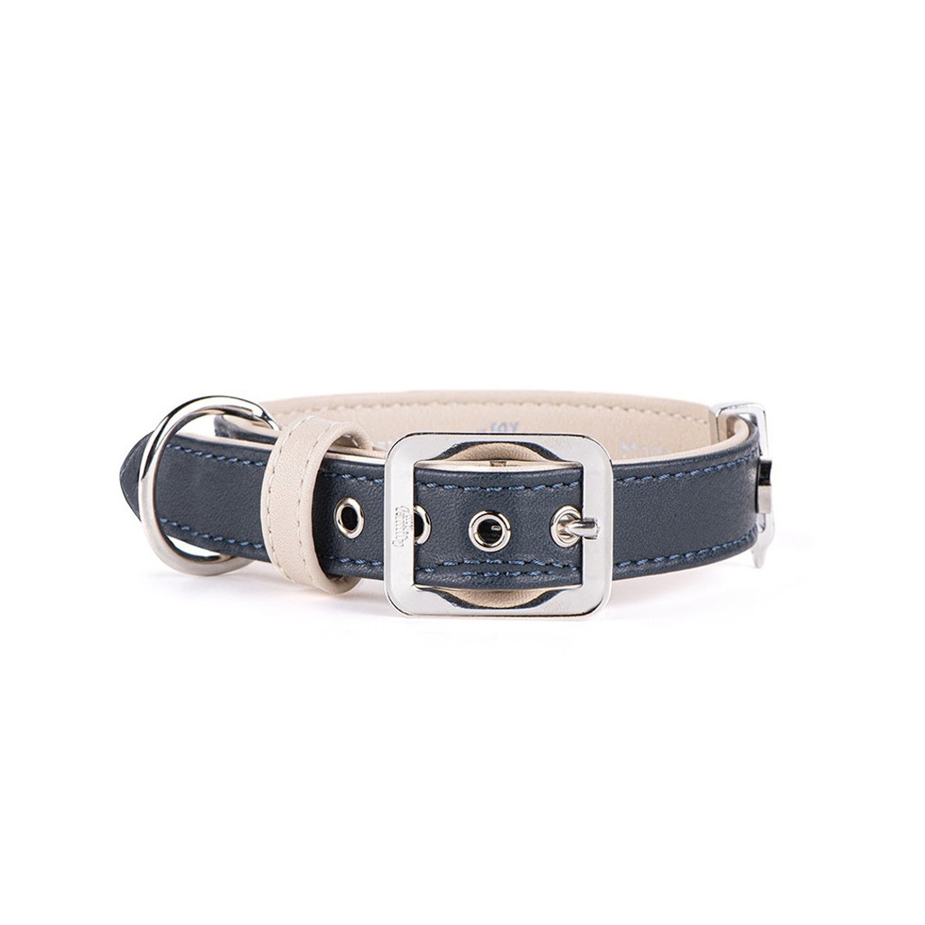 MY FAMILY HERMITAGE COLLAR LEATHER BLUE &amp; CREAM LRG 42-50CM