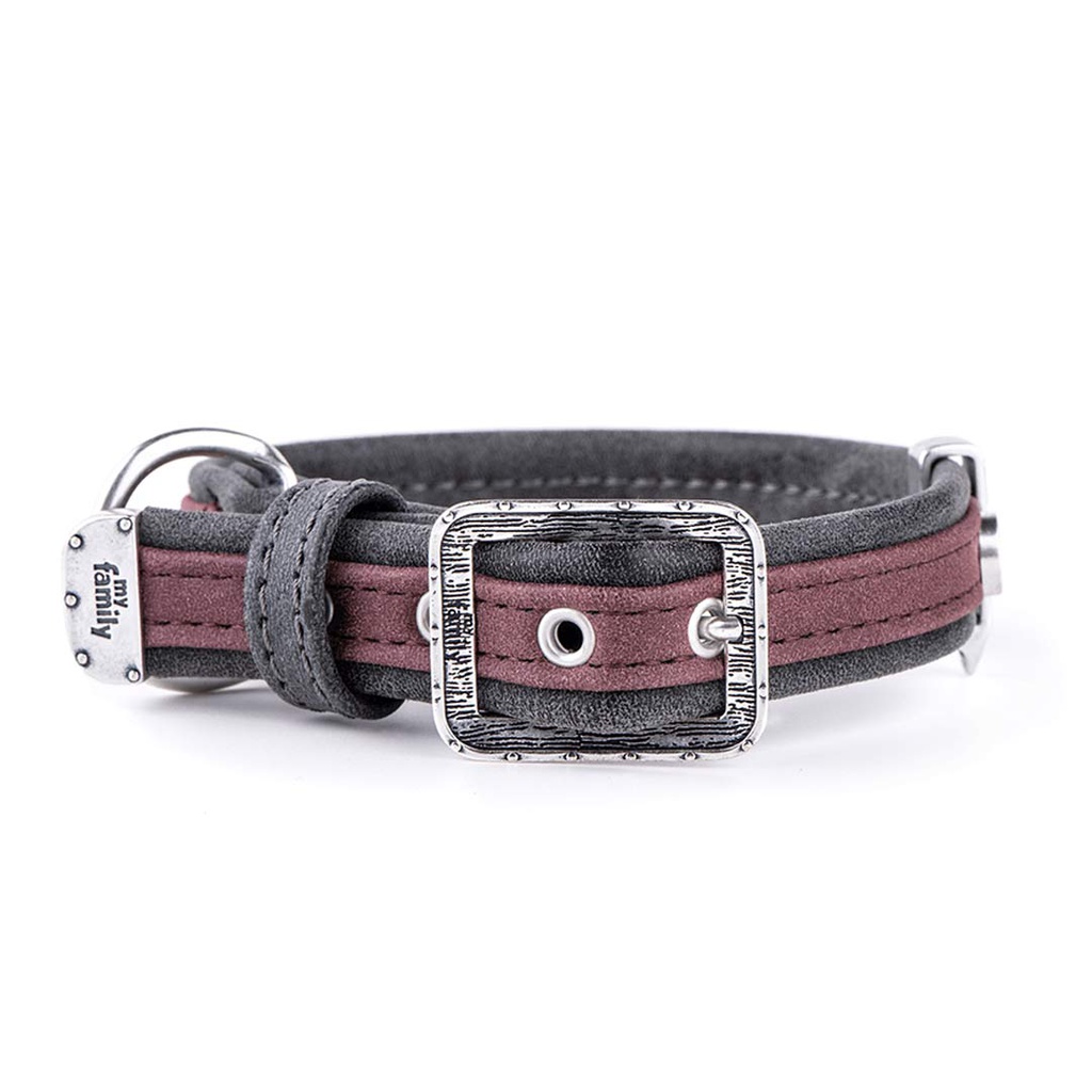 MY FAMILY LONDON COLLAR FAUX LEATHER PR &amp; BLK SM 30-36CM