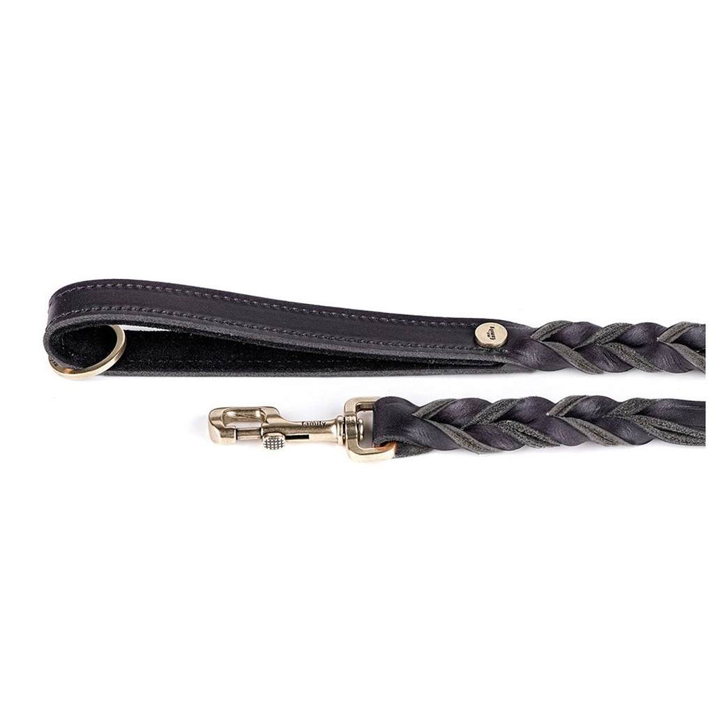 MY FAMILY ASCOT LEASH GREASED LEATHER BLK SM