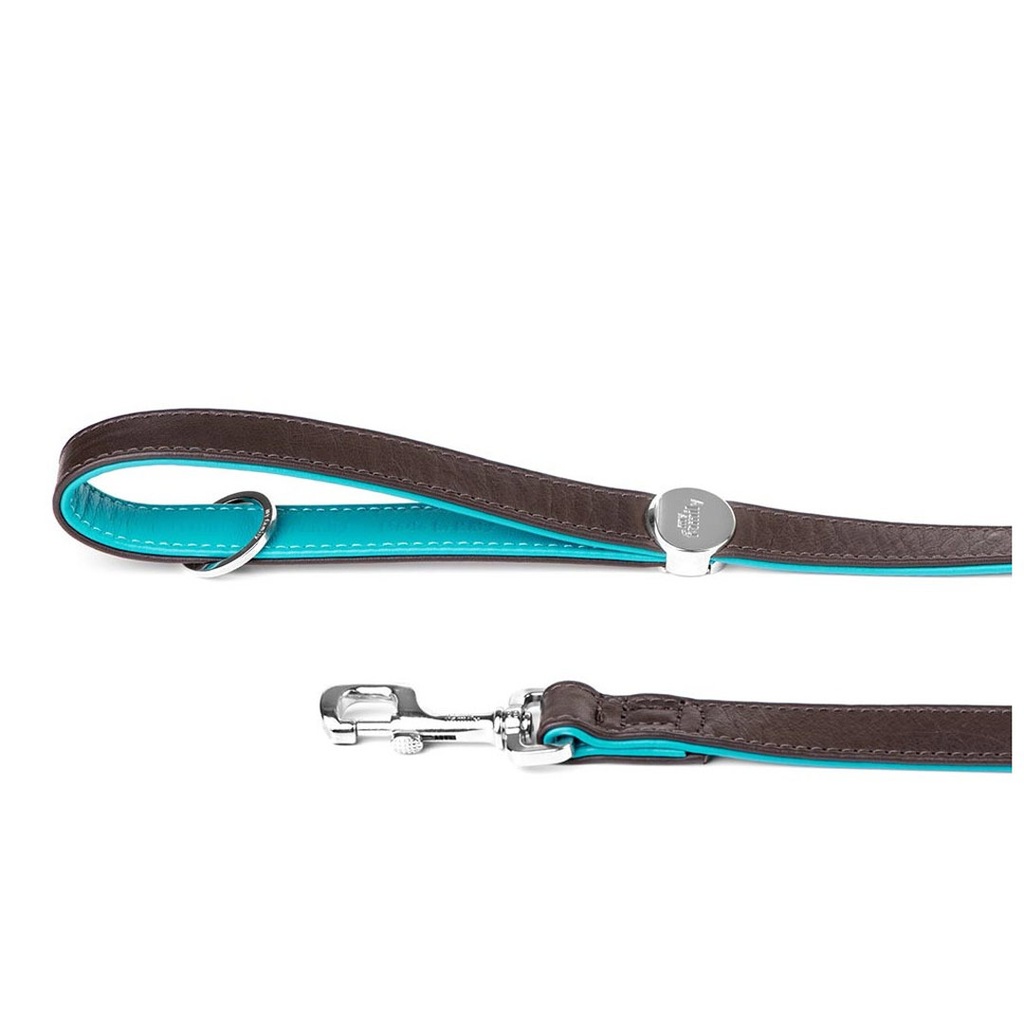 DMB - MY FAMILY HERMITAGE LEASH LEATHER BRN &amp; TURQ S