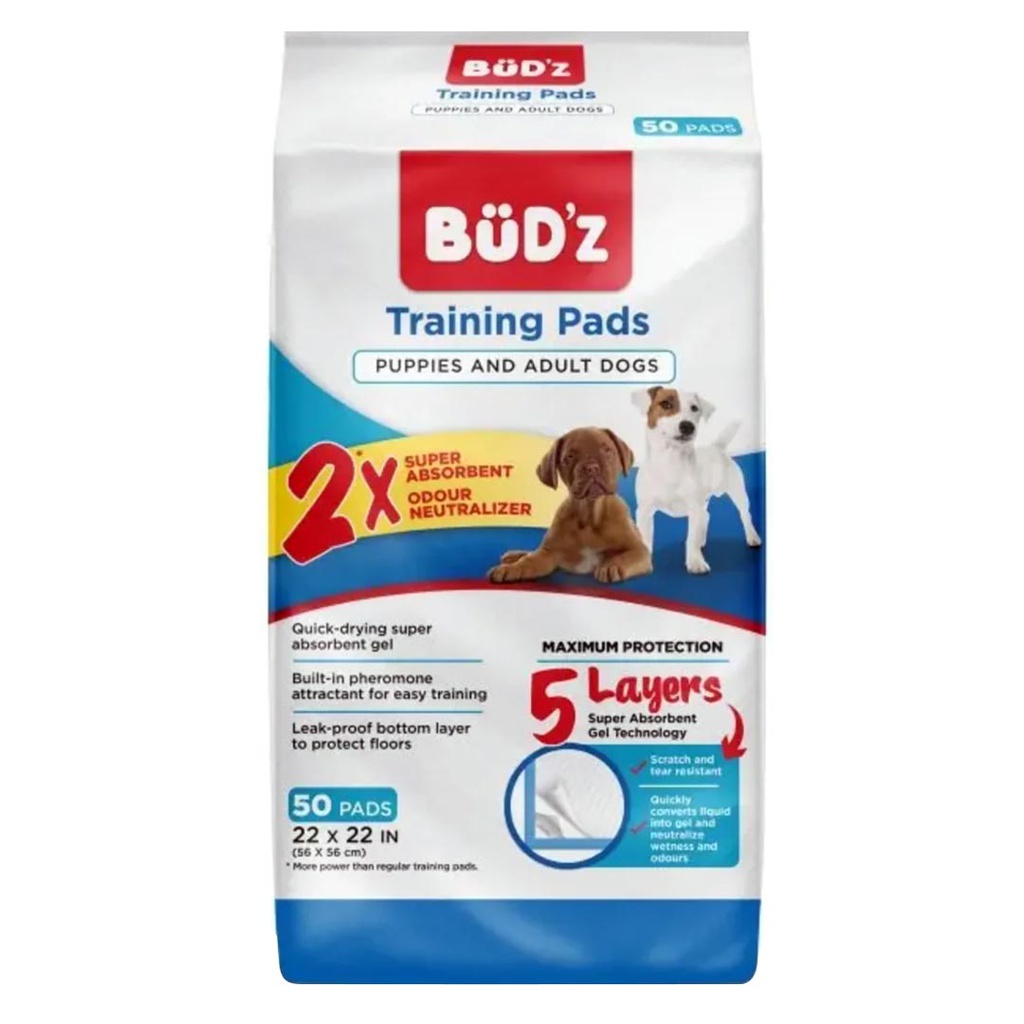BUD'Z DISPOSABLE PUPPY PAD 22"X22" 50PK