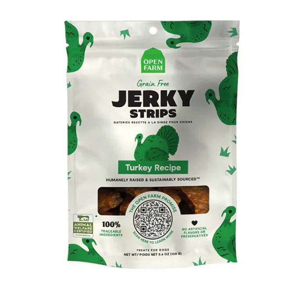 OPEN FARM DOG GF JERKY STRIPS TURKEY 5.6OZ