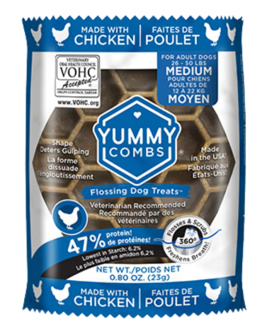 YUMMY COMBS FLOSSING DOG TREATS CHICKEN MEDIUM