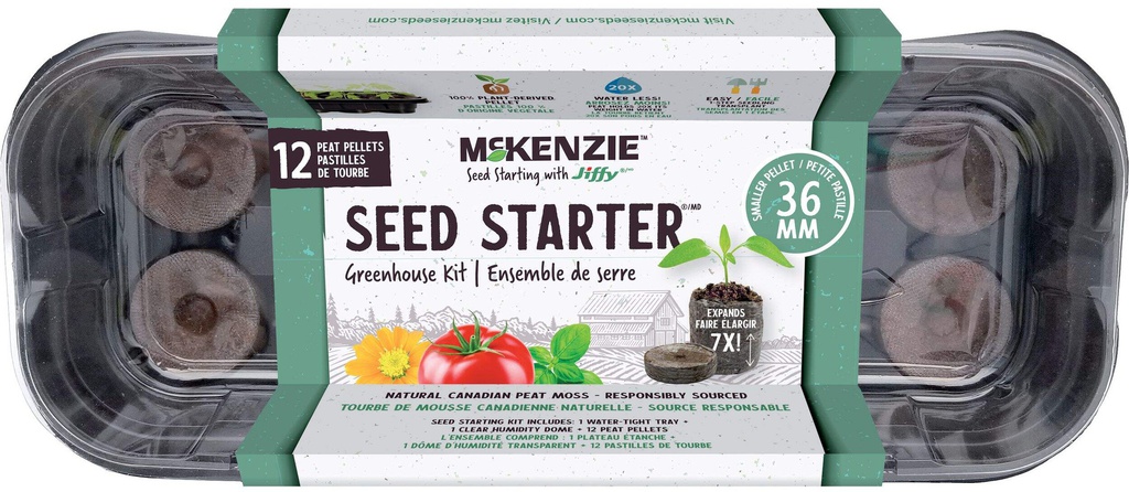 MCKENZIE SEED STARTER GREENHOUSE WINDOW KIT 12x36MM (12 CELL)