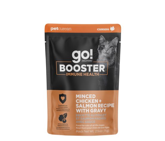 DMB - GO CAT BOOSTER IMMUNE HEALTH MINCED CHICKEN &amp; SALMON W/GRAVY