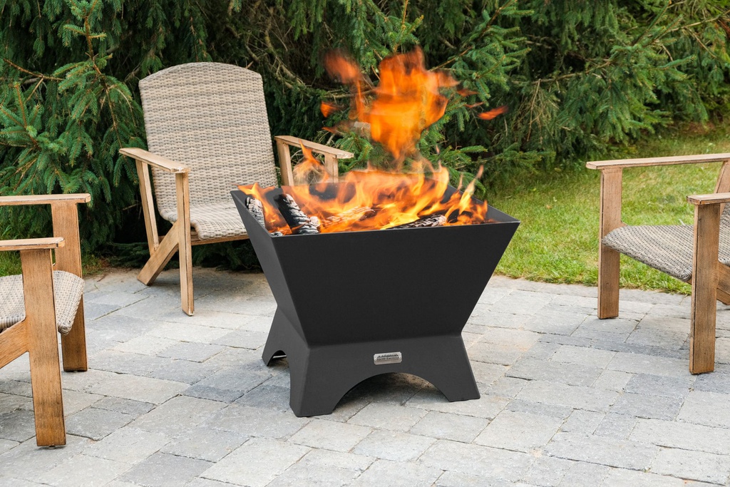 IRON EMBERS 24&quot; MODERN CUBE FIRE PIT W/ GRILL ADAPTER