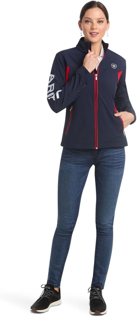 DV - ARIAT WOMENS NEW TEAM SOFTSHELL JACKET NAVY/RED MED
