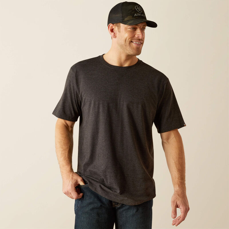 DR - ARIAT MENS REBAR COTTON STRONG T-SHIRT CHRCL HTHR MED