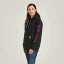 ARIAT WOMENS REBAR GRAPHIC HOODIE BLACK/PURPLE XXL