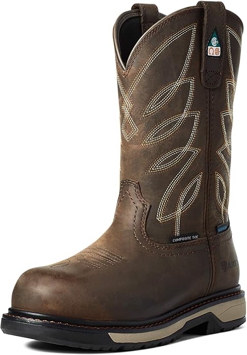 ARIAT WOMENS WORK BOOT RIVETER 10" CSA COMP. TOE H2O DARK BRWN 8