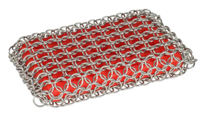 LODGE CHAINMAIL SCRUBBING PAD SILVER/RED