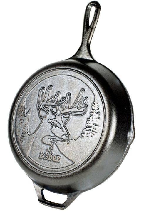 LODGE WILDLIFE DEER CAST IRON SKILLET 10.25&quot; BLACK