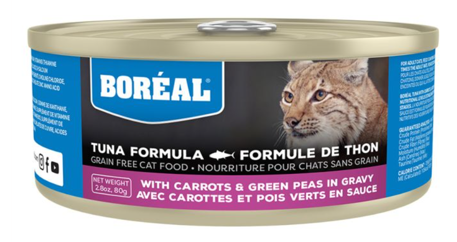 BOREAL CAT TUNA RED MEAT IN GRAVY W/ CARROT AND PEA 2.8OZ (80G)