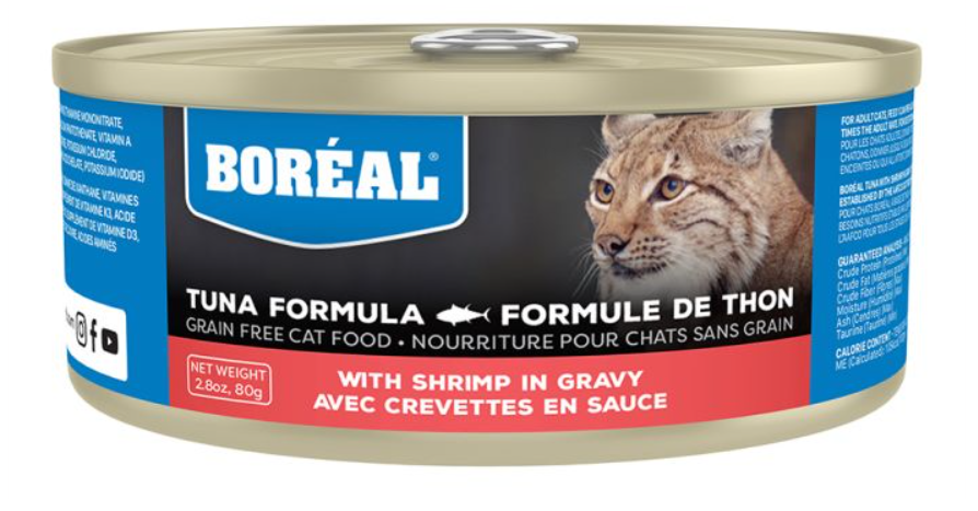 BOREAL CAT TUNA RED MEAT IN GRAVY W/ SHRIMP 2.8OZ (80G)