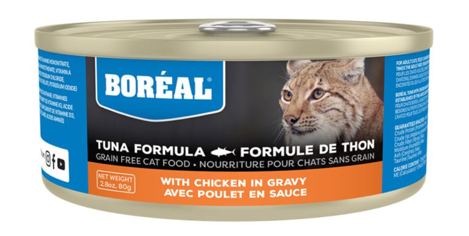 BOREAL CAT TUNA RED MEAT IN GRAVY W/ CHICKEN 2.8OZ (80G)