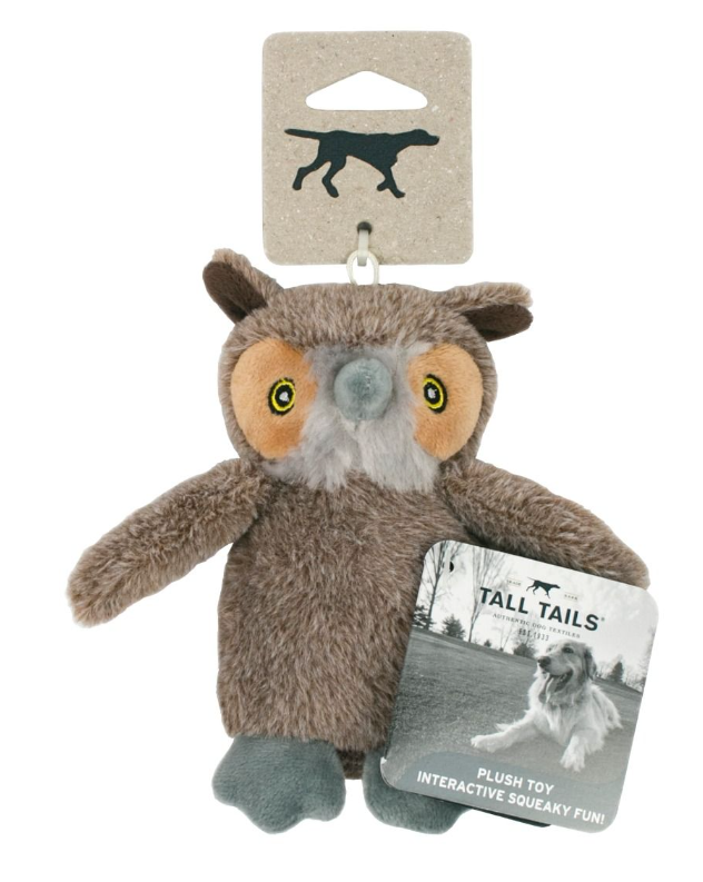 TALL TAILS PLUSH OWL SQUEAKER TOY 5&quot;